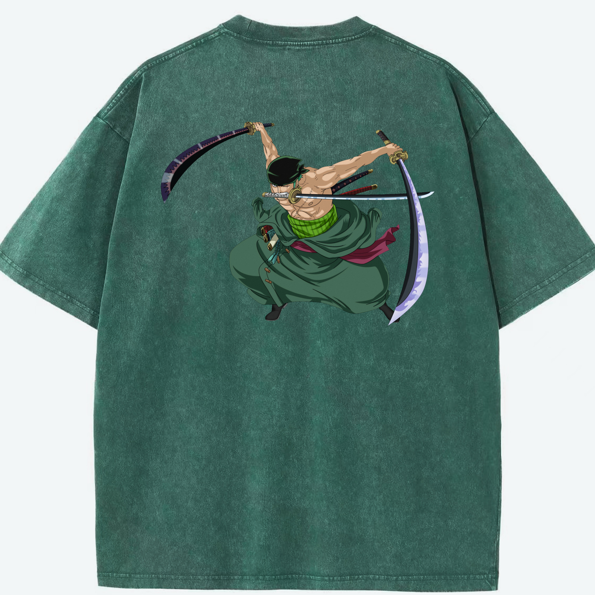 ワンピース ロロノア・ゾロ ONE PIECE Roronoa Zoro 綿100% ヴィンテージ風 半袖Tシャツ（背面プリント）